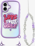 POP LOVIE Funda protectora con MagSafe y pulsera Charm para el iPhone 16: Lovely Purple​​ 